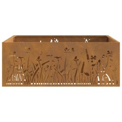 Brasero carré 80x80x30 cm en acier weathering 