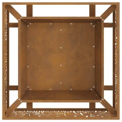 Brasero carré 80x80x30 cm en acier weathering 