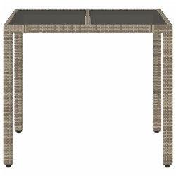 Table de jardin dessus en verre Gris 90x90x75 cm Résine tressée 