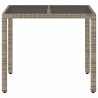 Table de jardin dessus en verre Gris 90x90x75 cm Résine tressée 