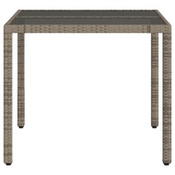 Table de jardin dessus en verre Gris 90x90x75 cm Résine tressée 