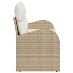 Canapé de jardin 2 places avec coussins en poly rattan beige 