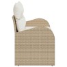 Canapé de jardin 2 places avec coussins en poly rattan beige 