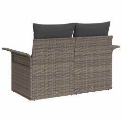 Canapé de jardin 2 places avec coussins en polypropylène gris 