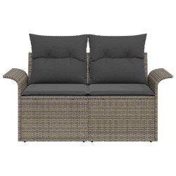 Canapé de jardin 2 places avec coussins en polypropylène gris 