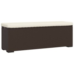 Banc pouf avec coussin marron 110x30x40 cm résine tressée 