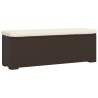 Banc pouf avec coussin marron 110x30x40 cm résine tressée 