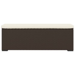 Banc pouf avec coussin marron 110x30x40 cm résine tressée 