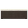 Banc pouf avec coussin marron 110x30x40 cm résine tressée 