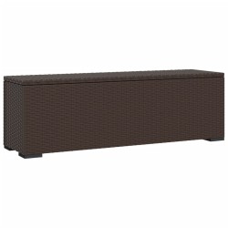 Banc pouf avec coussin marron 110x30x40 cm résine tressée 