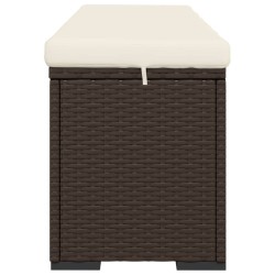 Banc pouf avec coussin marron 110x30x40 cm résine tressée 