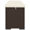 Banc pouf avec coussin marron 110x30x40 cm résine tressée 