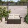 Canapé de jardin 2 places avec coussins en poly rattan brun 