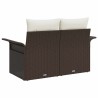 Canapé de jardin 2 places avec coussins en poly rattan brun 