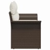 Canapé de jardin 2 places avec coussins en poly rattan brun 