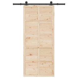 Porte coulissante Marron 80 x 208 cm Bois massif en pin 