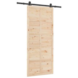 Porte coulissante Marron 80 x 208 cm Bois massif en pin 