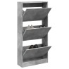 Armoire à chaussures gris béton 60x21x125,5cm bois d'ingénierie 