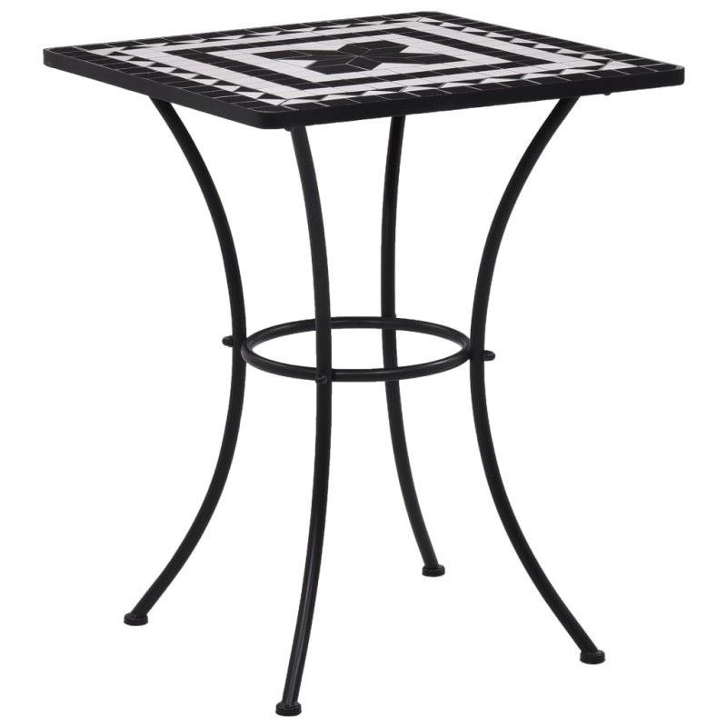 Table de bistro mosaïque Noir et blanc 60 cm Céramique Table de bistro mosaïque Noir et blanc 60 cm Céramique
