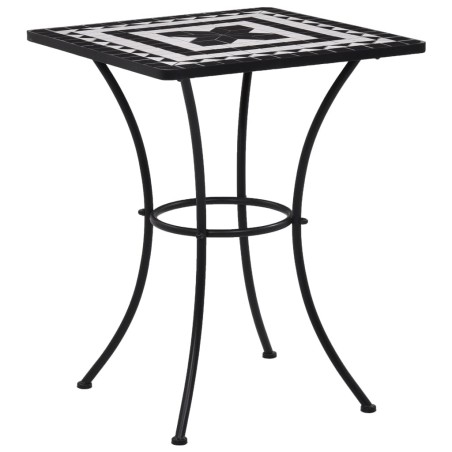 Table de bistro mosaïque Noir et blanc 60 cm Céramique 
