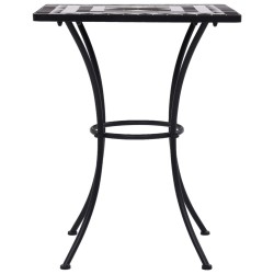 Table de bistro mosaïque Noir et blanc 60 cm Céramique 
