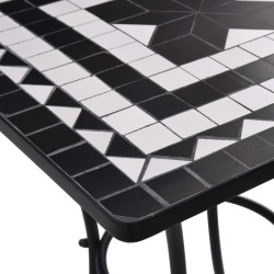 Table de bistro mosaïque Noir et blanc 60 cm Céramique 
