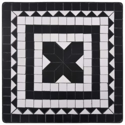 Table de bistro mosaïque Noir et blanc 60 cm Céramique 