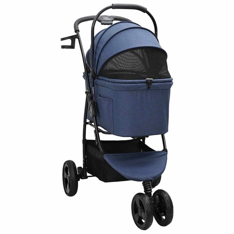 Poussette Pliante pour Animaux Réglable Bleu 78 x 54 x 101 cm 