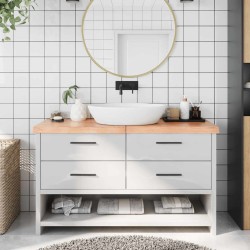 Comptoir de salle de bain marron 140x40x(2-6) cm bois traité 