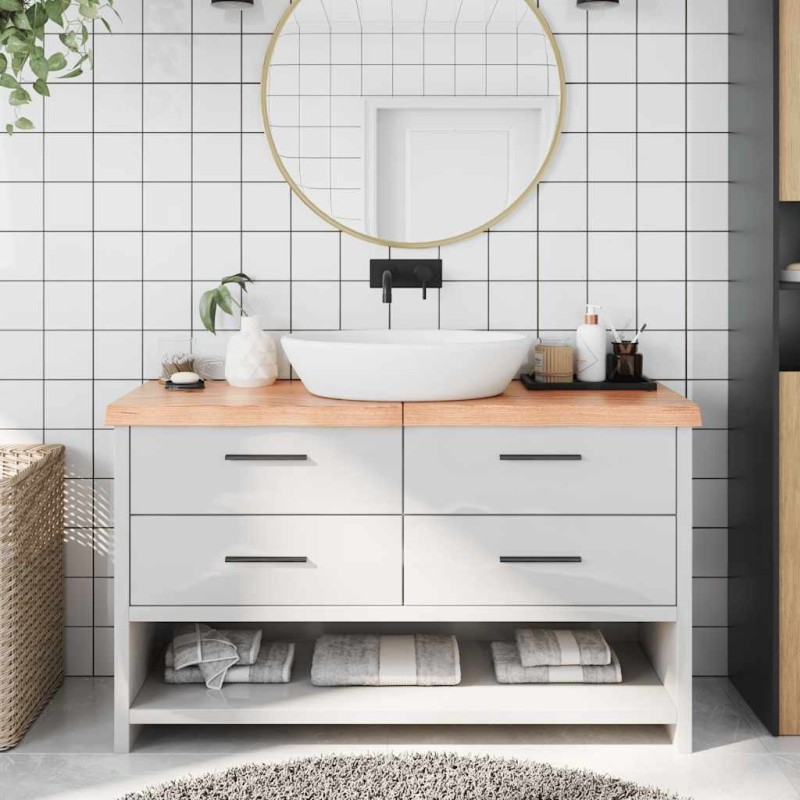 Comptoir de salle de bain marron 140x40x(2-6) cm bois traité 