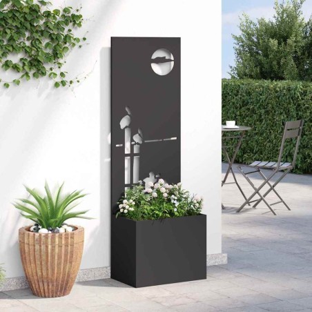 Jardinier avec Panneau Décoratif Noir 50 x 140 cm 