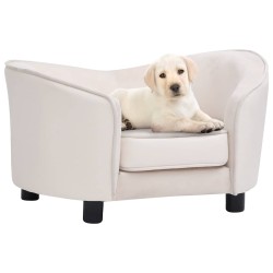 Canapé pour chien Crème 69x49x40 cm Peluche et similicuir 