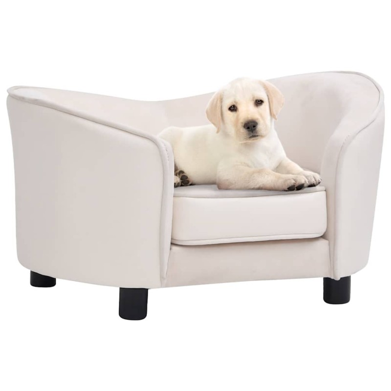 Canapé pour chien Crème 69x49x40 cm Peluche et similicuir 