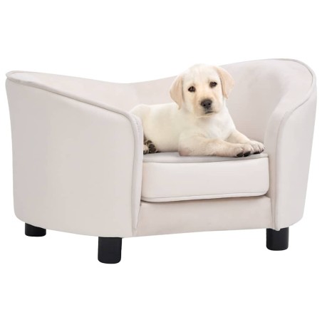 Canapé pour chien Crème 69x49x40 cm Peluche et similicuir 