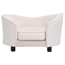 Canapé pour chien Crème 69x49x40 cm Peluche et similicuir 