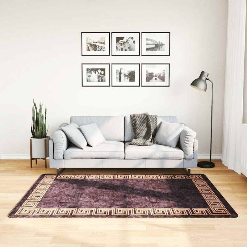 Tapis lavable antidérapant 120x180 cm noir et doré 