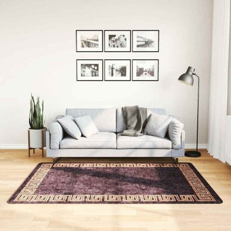 Tapis lavable antidérapant 120x180 cm noir et doré 
