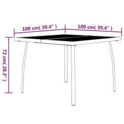Table de jardin anthracite 100x100x72 cm Treillis d'acier 