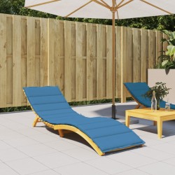 Coussin de chaise longue bleu mélangé 200x60x4 cm tissu 