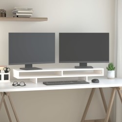 Support de moniteur Blanc 100x27x14 cm Bois de pin solide 