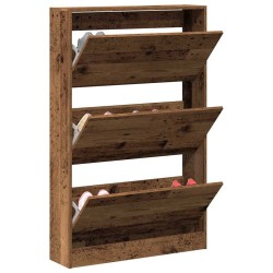 Meuble à chaussures vieux bois 80x21x125,5 cm en bois d'ingénierie 