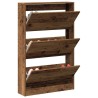 Meuble à chaussures vieux bois 80x21x125,5 cm en bois d'ingénierie 
