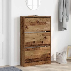Meuble à chaussures vieux bois 80x21x125,5 cm en bois d'ingénierie 