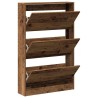 Meuble à chaussures vieux bois 80x21x125,5 cm en bois d'ingénierie 