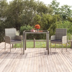 Table de jardin dessus en verre Gris 90x90x75 cm Résine tressée 
