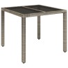 Table de jardin dessus en verre Gris 90x90x75 cm Résine tressée 