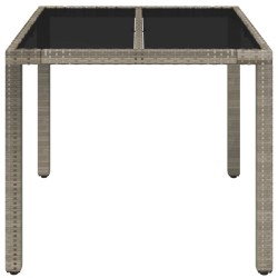 Table de jardin dessus en verre Gris 90x90x75 cm Résine tressée 