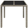 Table de jardin dessus en verre Gris 90x90x75 cm Résine tressée 