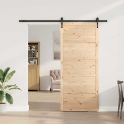 Porte coulissante Marron 100 x 208 cm Bois massif en pin 