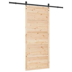 Porte coulissante Marron 100 x 208 cm Bois massif en pin 
